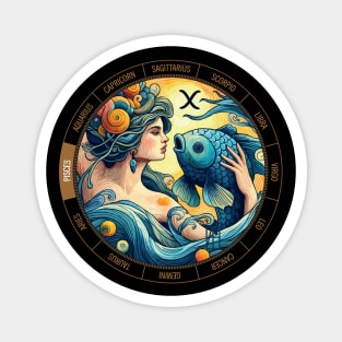 ZODIAC Pisces - Astrological PISCES - PISCES - ZODIAC sign - Van Gogh style - 7 Magnet